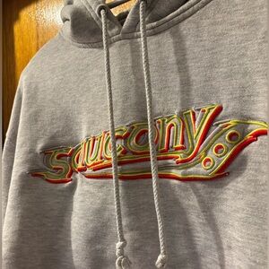 Saucony Gray Embroidered Cropped Hoodie